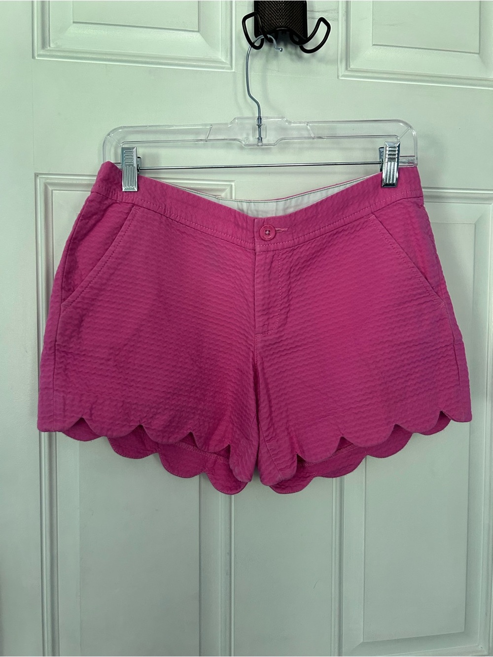 Lilly Pulitzer Bright Pink Scallop Hem High Waist Shorts